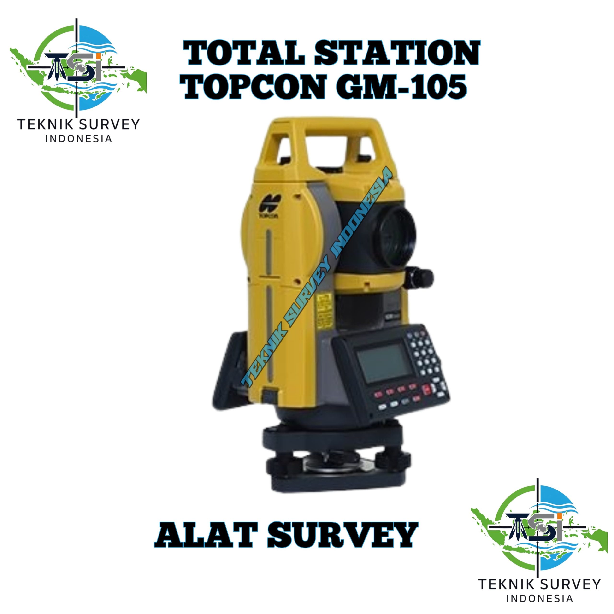 jual Total Station Topcon GM-105 teknik survey indonesia Alat ukur survey Topcon GM-105 lengkap dengan tripod